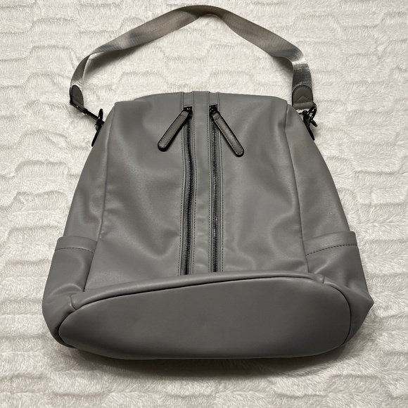 WOMEN Backpack-Purse Leather Grey - Picture 5 of 8